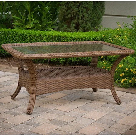 Outdoor Rectangular Cocktail Table with Tempered Glass Top